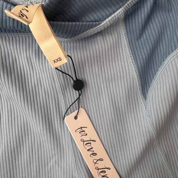 New with tag: For Love And Lemons V Waistband Blue Ribbed Leggings - Picture 3 of 3